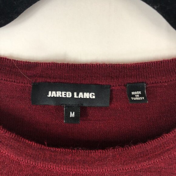 Jared Lang Mens Sweater Wool Blend Crew Neck Burgundy M - Picture 3 of 4